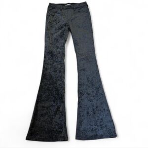 Altar’d State Crushed Velvet Charcoal Grey Flare Pants Size Small